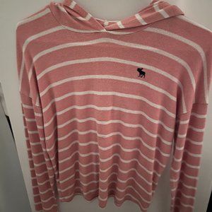 Long Sleeve Hooded Abercrombie Striped Shirt 13/14